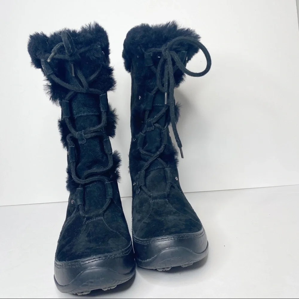 The North Face Abby III Waterproof Snow Boots Black Faux Fur Suede 8.5 - Picture 2 of 13